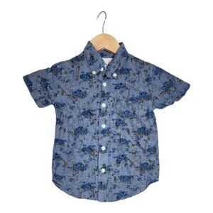 Peek Kids‎ Short Sleeve Floral Print Shirt size XS (2-3) Blue